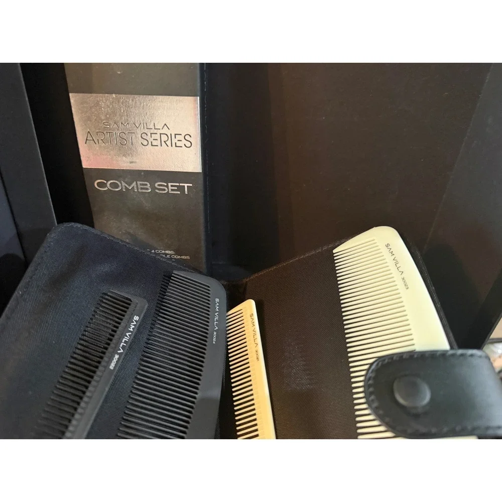 Sam Villa Artist Series Comb Set Professional 4-Piece Styling Hair with Case